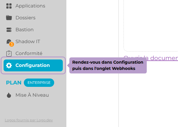 Rendez-vous dans Configuration puis dans l'onglet Webhooks
