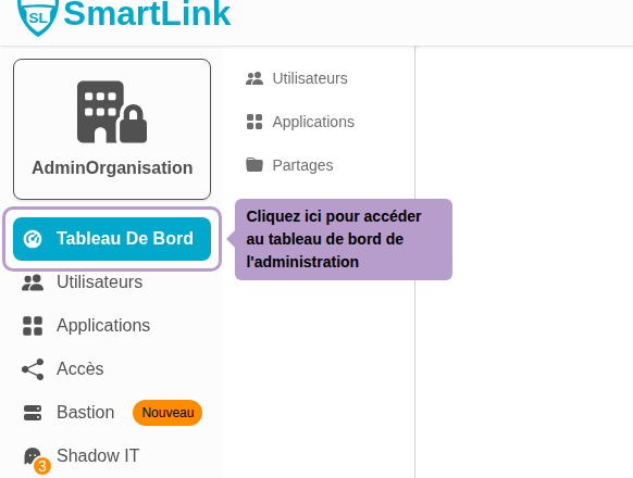 Cliquez ici pour accéder au tableau de bord de l'administration