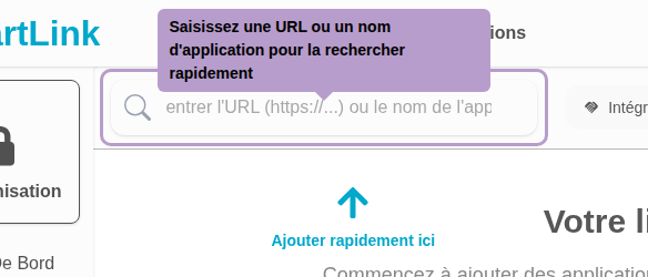 Saisissez une URL ou un nom d'application pour la rechercher rapidement