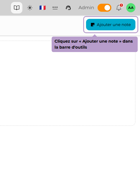 Cliquez sur « Ajouter une note » dans la barre d'outils