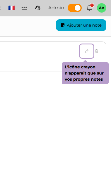 L'icône crayon n'apparaît que sur vos propres notes