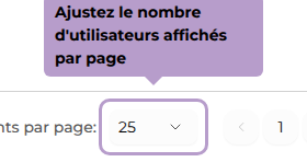Ajustez le nombre d'utilisateurs affichés par page