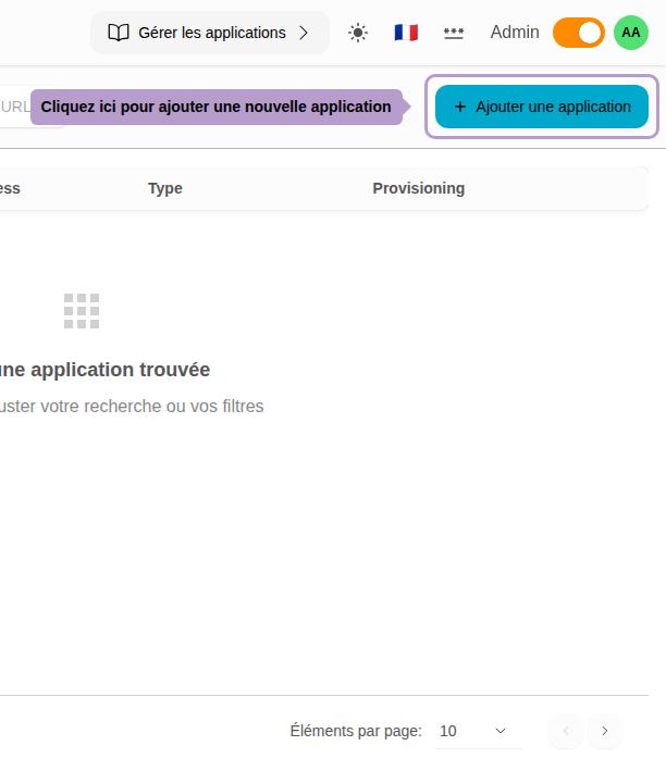 Klicken Sie hier, um eine neue Anwendung hinzuzufügen