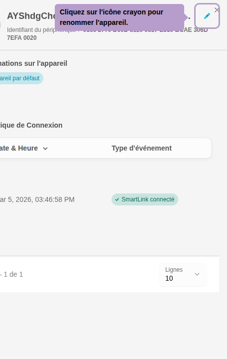 Klicken Sie auf das Stiftsymbol, um das Gerät umzubenennen.