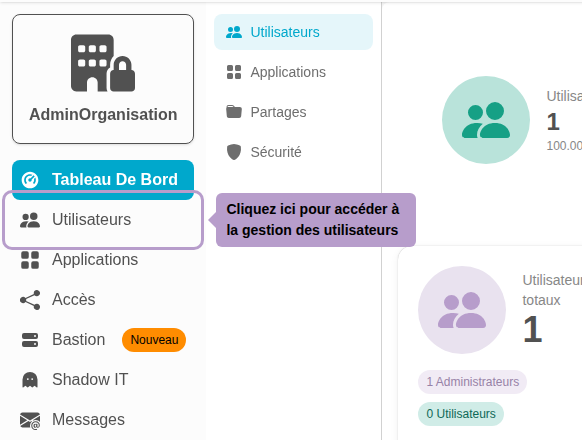 Click here to access user management
