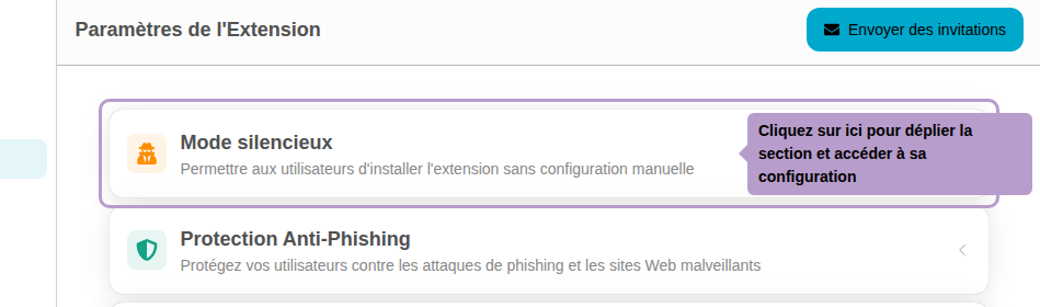 Click here to expand the section and access its configuration