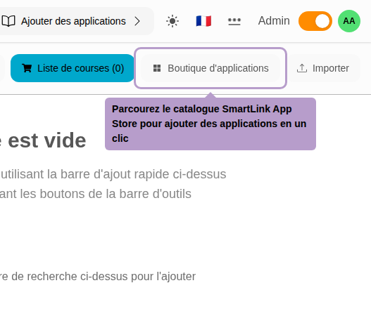 Browse the SmartLink App Store catalog to add applications with one click