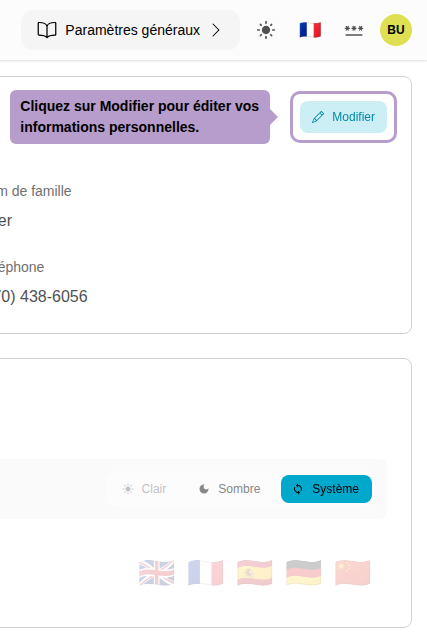 Click on Edit to edit your personal information.