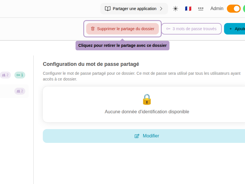 点击以移除与该文件夹的分享